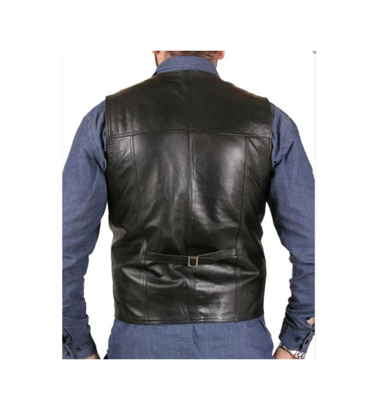 Hakiki Deri Siyah Leskovac Fermuarlı Erkek Deri Yelek Kahverengi