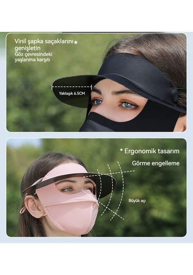 Primepickings Tam Yüz Güneş Koruyucu Buz Ipek Uv Şapka Maskesi - Yurt Dışı Kalite Altın