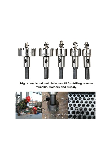 Yaozixia 5 Adet Yüksek Hızlı Çelik Delik Testeresi Kesici Alet Testere Dişli Hss Matkap Uçları Seti 16/18.5/20/25/30mm Elektrikli Delme Aletleri