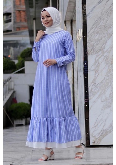 Pastelastore Neva Kadın Elbise Maxi Boy 1020-1 Koyu Mavi