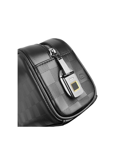 Wiwu Phantom Serisi Parmak İzi Kilitli Çok Fonksiyonlu Taşınabilir Mobil Aksesuar Çantası Siyah Siyah