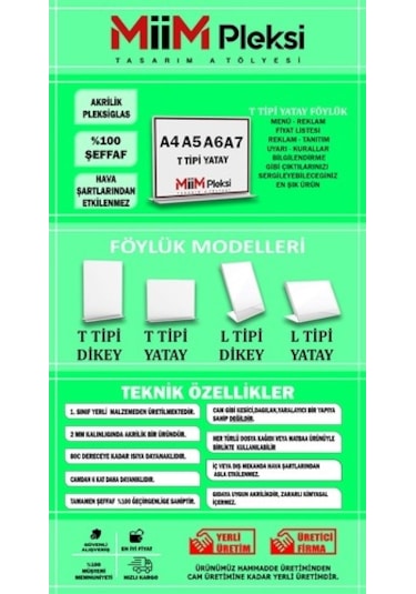 T Tipi A4 Pleksi Föylük Broşürlük-Yatay A4 Föylük-20 Li Paket (478882410)