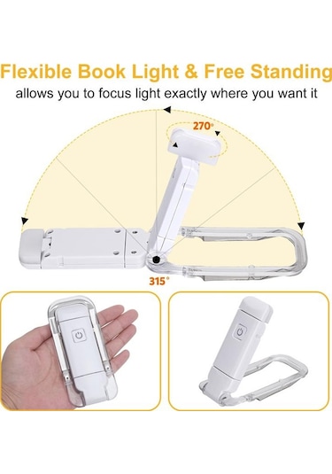 Siyah Led Usb Şarj Edilebilir Kitap Işığı Okuma Işığı Göz Koruması Gece Lambası Taşınabilir Klipsli Masa Işığı Yer Ayracı Okuma Işığı Gece Lambası Siyah