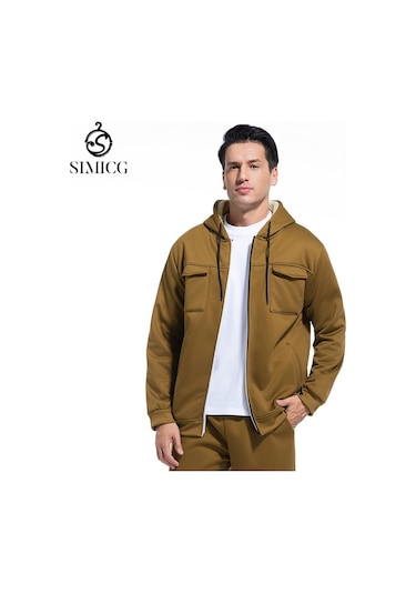 Sonbahar Ve Kış İçin Erkek Polar Astarlı, Kalınlaştırılmış, Sıcak Ceket Kahverengi