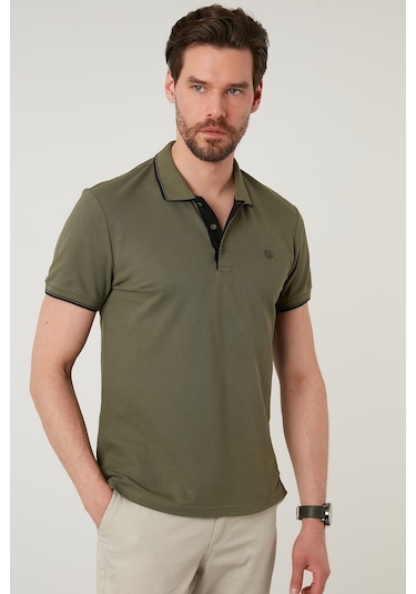 Buratti % 100 Pamuk Düğmeli Regular Fit Erkek Polo Yaka T Shirt 5902118 Haki
