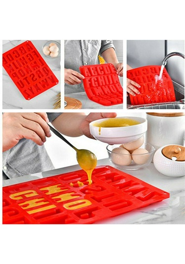 Qingmipy 26 Harfli Kırmızı Silikon Kek Kalıbı - Mikrodalga, Buzdolabı Ve Fırın Uyumlu Çok Renkli