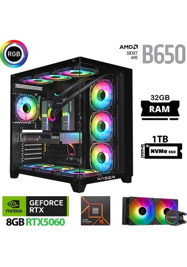Xaser Lexus X610 R5-8400F 32 GB 1 TB M.2 NVMe SSD 8 GB RTX5060 Free Dos Masaüstü Oyuncu Bilgisayarı