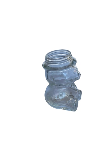 Ayı Cam Şişe - Mantar Tıpalı Ayı Şeklinde Cam Şişe - 75 Ml 5 Adet