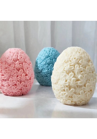 Sointeresting Oyma Çiçek Yumurta Silikon Mum Kalıbı Catharanthus Top Sabun Reçine Alçı Kalıp Çikolatalı Kek, S Beyaz