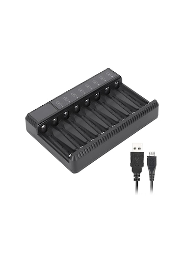 Vkemall Seıvı 8 Liçinli Usb Akıllı Şarj Cihazı Ni-mh Ni-cd Aa Aaa Pil İçin, Otomatik Korumalı, Taşınabilir Seyahat Modeli Piller Dahil Değil