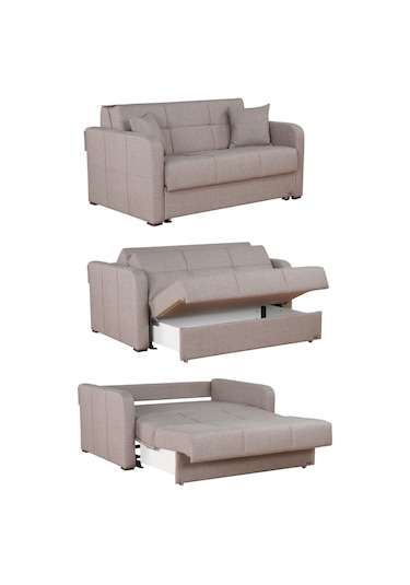 Kilim Mobilya Adonis Çift Kişilik Yataklı Kanepe 140'lık Renk Açık Kahve