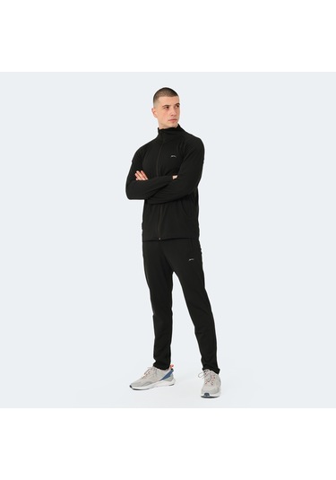 Slazenger ORRA IN Erkek Fermuarlı Dik Yaka Cepli Siyah Eşofman Takımı