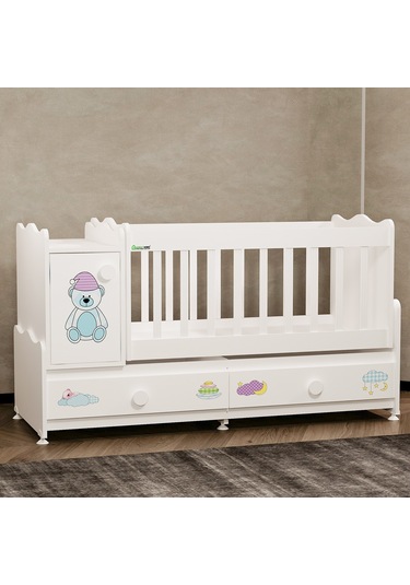 Garaj Home Pırlanta Uykucu Uzayan Dolaplı Beşik Beyaz