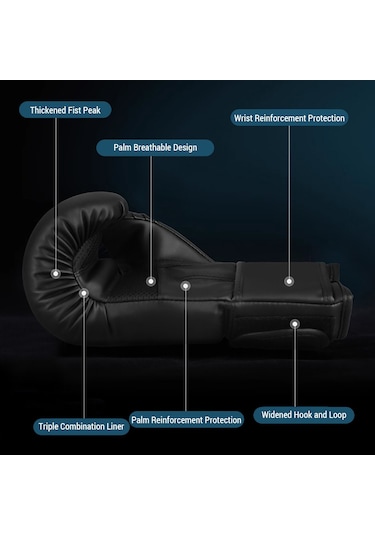 Moveevo Taekwondo, Kickboks Ve Boks İçin Çocuk Ve Yetişkinler İçin 6oz Siyah Altın Eldivenler Çok Renkli