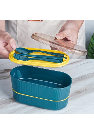 Jian Fan Çatal Kaşıklı Öğle Yemeği Kutusu-açıkyeşil Açık Yeşil