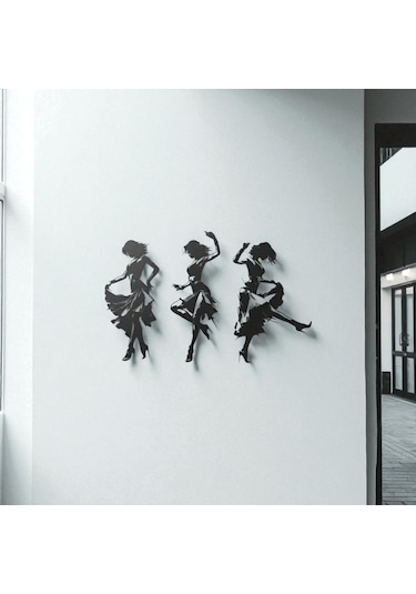 Dans Eden Mutlu Kadın Metal Duvar Dekoru Modern Sanat & Estetik Hediye