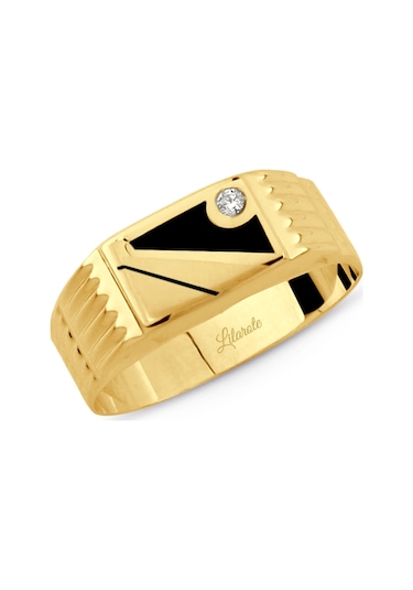 Erkek Taşlı Kare Altın Yüzük