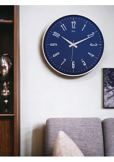 Galaxy 717-g-1 Serisi Eskitme Metal Görünümlü Sessiz Akar Modern Duvar Saati 40 Cm Lacivert