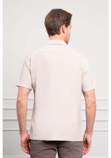 Erkek Bej Apaş Yaka Kısa Kol Gömlek 25ys004008653 Bej Bej