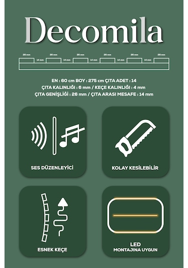 Mdf Ahşap Akustik Duvar Paneli 60x275 Cm - Soft Gri 60x275