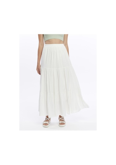 Eva Uzun Etek-3227 Ekru
