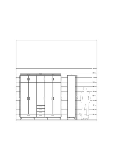 Hyperion Dolap 6 Raflı 6 Çekmeceli 4 Askılı 220x44x243 Çam-antrasit/antrasit Antrasıt/antrasıt