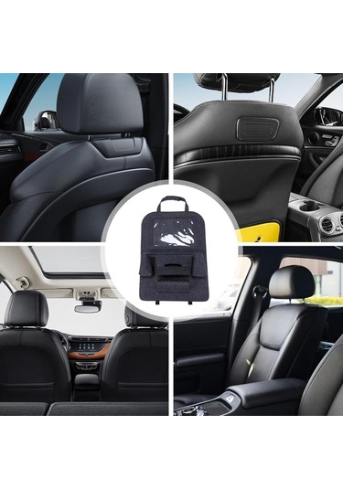 Glanz Araç Koltuk Arkası Organizer Koyu Gri Oto Tablet Telefon Tutucu Araba İçi Düzenleyici