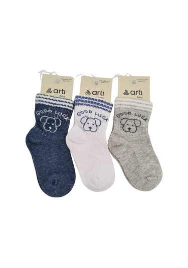 Erkek Bebek Çorap Soket 6 Çift Lacivert-gri-beyaz-kahve-indigo-mavi-1891 ÇoK Renkli