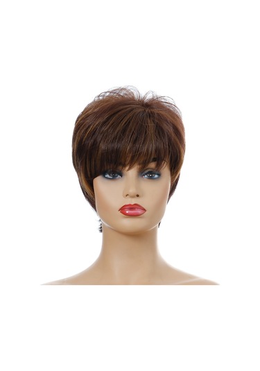 Cbtx Wıg-155 Kadınlar Kısa Kıvırcık Peruk Yüksek Sıcaklık İpek Elyaf Başlık Kahverengi