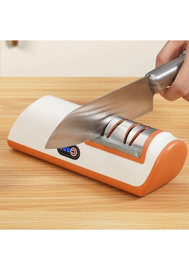 Yaozixa Ev Ve Mutfak İçin Usb Şarjlı Elektrikli Bıçak Tasarrufu Cihazı - 2 Aşamalı Keskinleştirici Ve Parlatıcı, Kaymazsız Tabanlı Siyah
