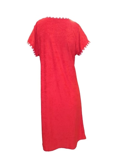 Ciciten 23004 Düğmeli Kısa Kol Havlu Elbise Plaj Elbisesi 001