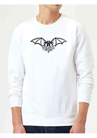 Aerosmith Hard Rock Rock And Roll Baskılı Beyaz Erkek Sweatshirt (528480870)