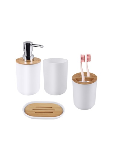 Xurunkeji Banyo Aksesuarları Seti Sabunluk Şişe Bulaşık Tuvalet Diş Fırçası Tutucu Bardak Takımı Beyaz Beyaz