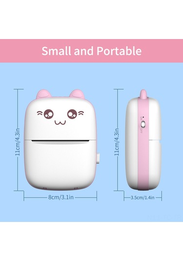 Skycity Mavi Mini Isı Yazıcı - Bt Bağlantılı Cep Boyutlu, 200dpi, Hata Notu-fotoğraf Yazdırma, 1000mah Pil, 1 Adet Kağıt İçerir