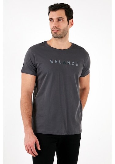 Buratti Pamuklu Slim Fit Bisiklet Yaka Erkek T Shirt 541Balance Füme