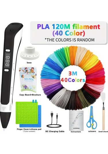 Techbloom 3d Yazıcı Çizim Kalemi Seti Dıy Baskı Aracı 11811 İnç 40 Renk Pla Filament Lcd Ekran