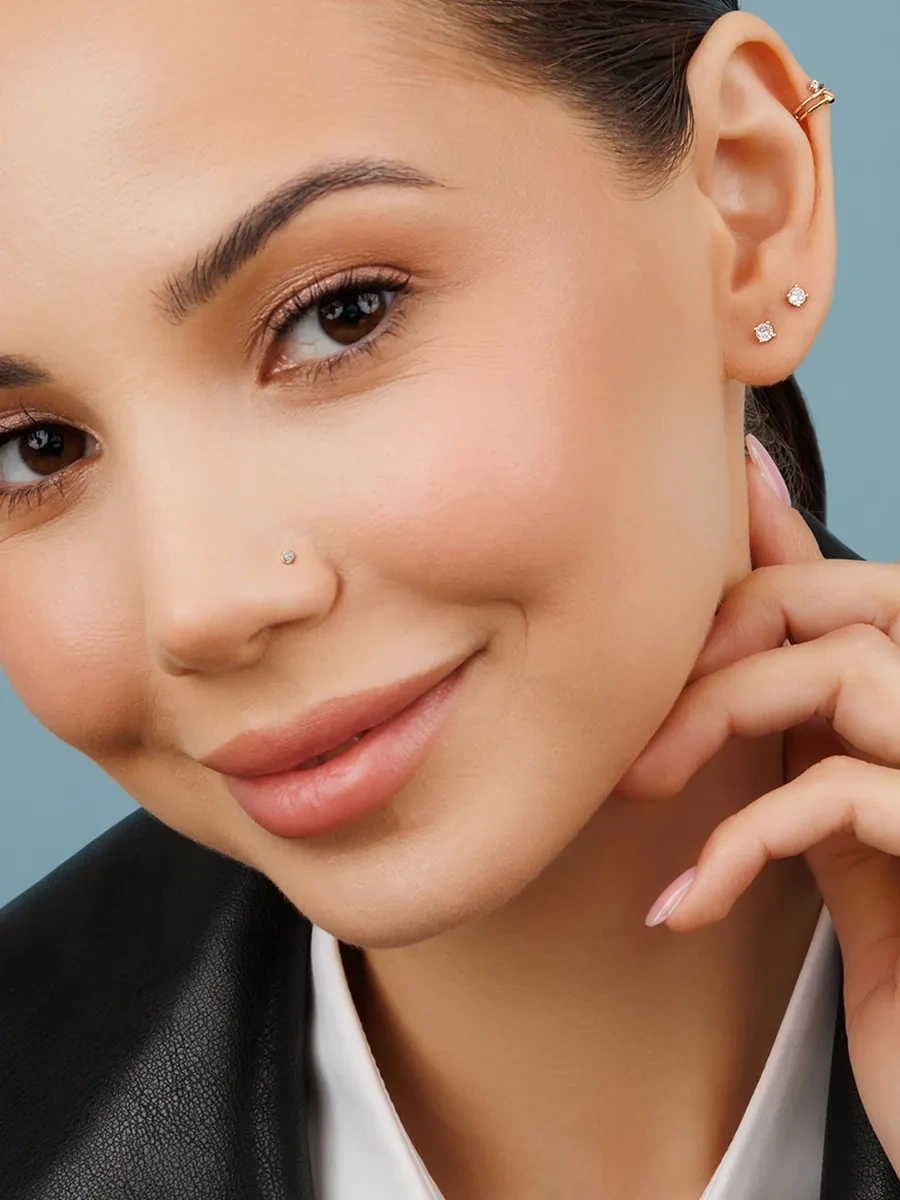 Veronika Burun Kanadı Piercingi 925 Ayar Gümüş Salyangoz Buruna Takılan 420752371 Altın