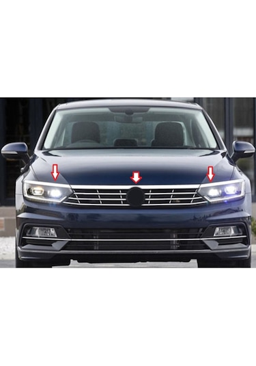 Vw Passat B8 Far Kaşı + Kaput Üstü 3 Parça Krom 2015 + Uyumlu