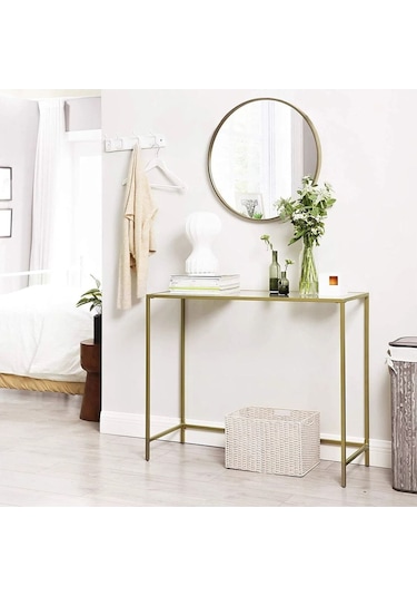 Canvas Metal Dresuar Dekoratif Kahve Köşesi Konsol Gold