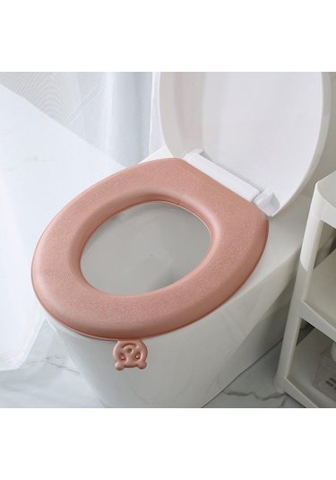 Kahve Eva Su Geçirmez Klozet Kapağı Kalınlaşmış Dört Mevsim Evrensel Tuvalet Pedi