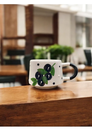 Seramik Kupa Bardak Zeytin Dalı Tasarım
