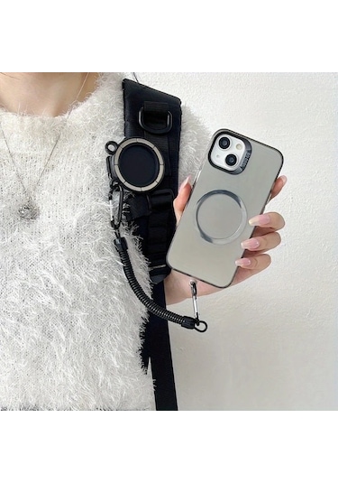 Fochsia Siyah Manyetik Telefon Askılı Kemer Çantası Tutucu Eller Serbest