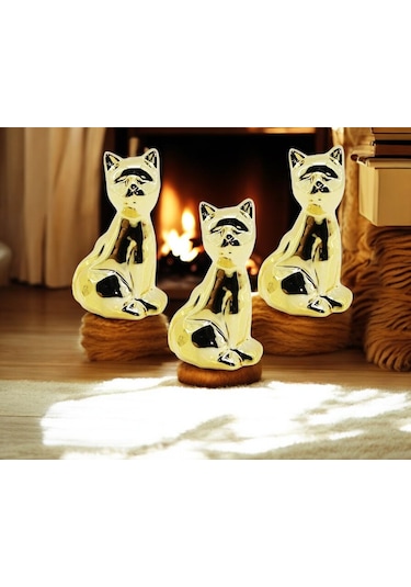 9cm -6cm Ebatlarında Kırılmaz Polyester, Kedi Figürlü Biblo