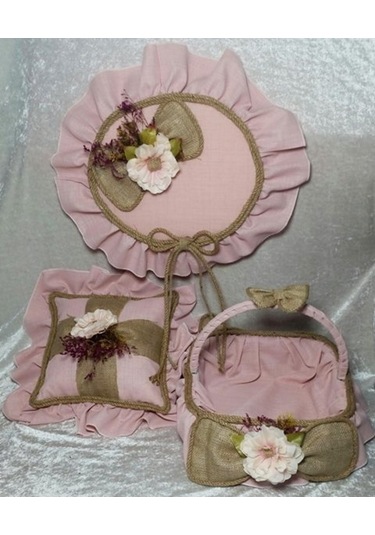 Hasır Ve Keten Kumaşlı Sepet Yastık Kapı Süsü Çok Renkli