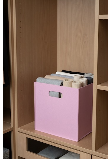 Çok Amaçlı Kullanım %100 Keçe Organizer Sepet Çocuk Odası Dolap Içi Organizer Pembe