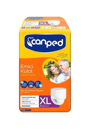 Canped Emici Külot Hasta Bezi Extra Büyük Boy XL 8'Li
