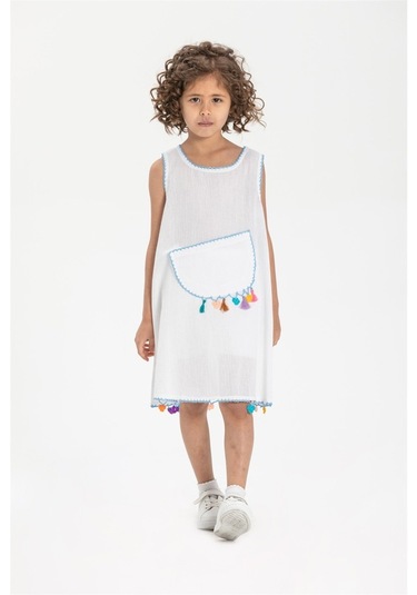 Mine Şile Bezi Çocuk Elbise Beyaz Byz