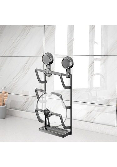 Suntek Paslanmaz Çelik Vantuzlu Tencere Kapağı Düzenleyici Gri