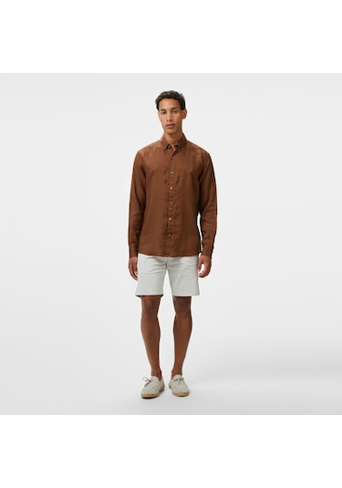 Nautica Erkek Kahverengi Classic Fit Gömlek Düz W55101t Kahverengi