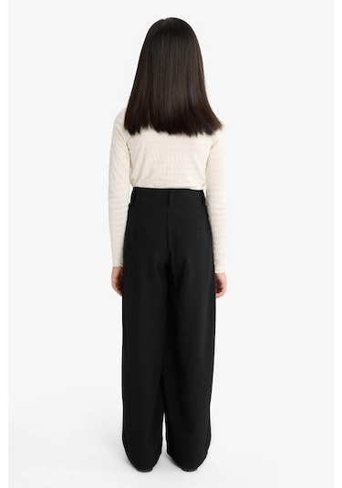 Defacto Kız Çocuk Baggy Fit Geniş Bol Paça Gabardin Pantolon G1622a825aubk59 Siyah